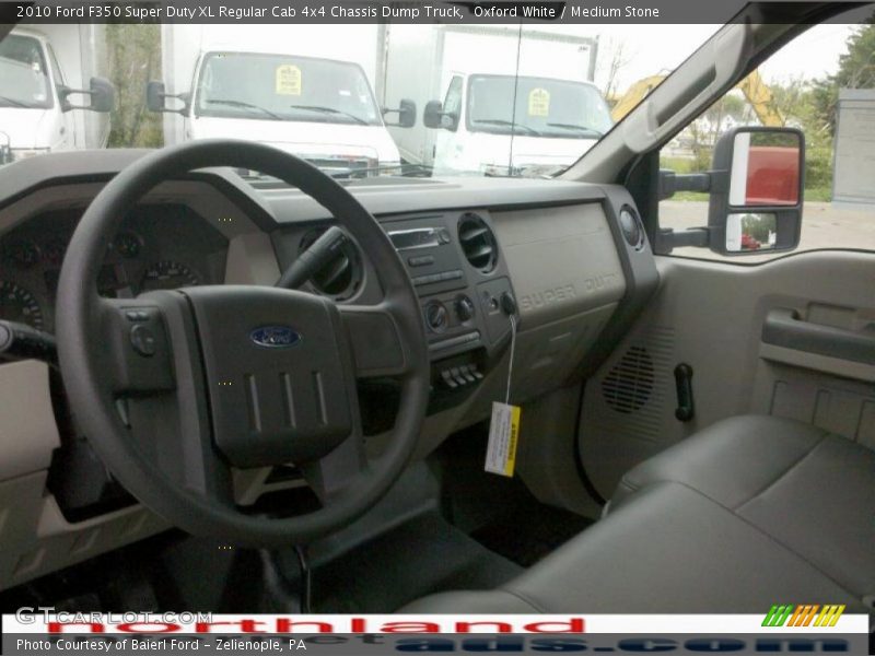 Oxford White / Medium Stone 2010 Ford F350 Super Duty XL Regular Cab 4x4 Chassis Dump Truck
