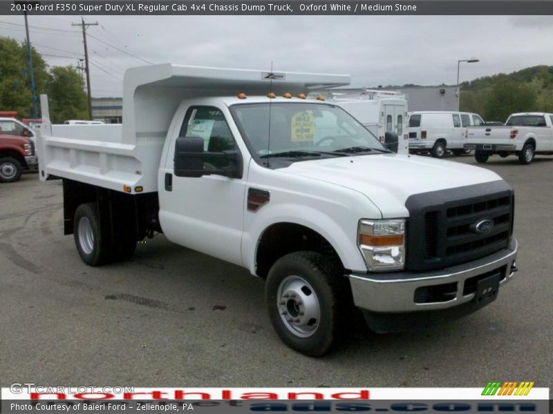 Oxford White / Medium Stone 2010 Ford F350 Super Duty XL Regular Cab 4x4 Chassis Dump Truck