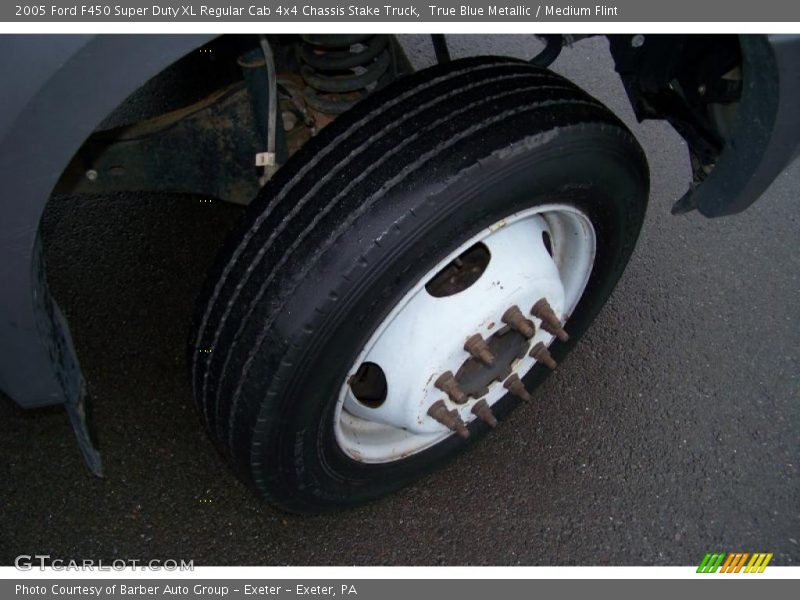 True Blue Metallic / Medium Flint 2005 Ford F450 Super Duty XL Regular Cab 4x4 Chassis Stake Truck