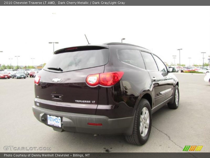 Dark Cherry Metallic / Dark Gray/Light Gray 2010 Chevrolet Traverse LT AWD