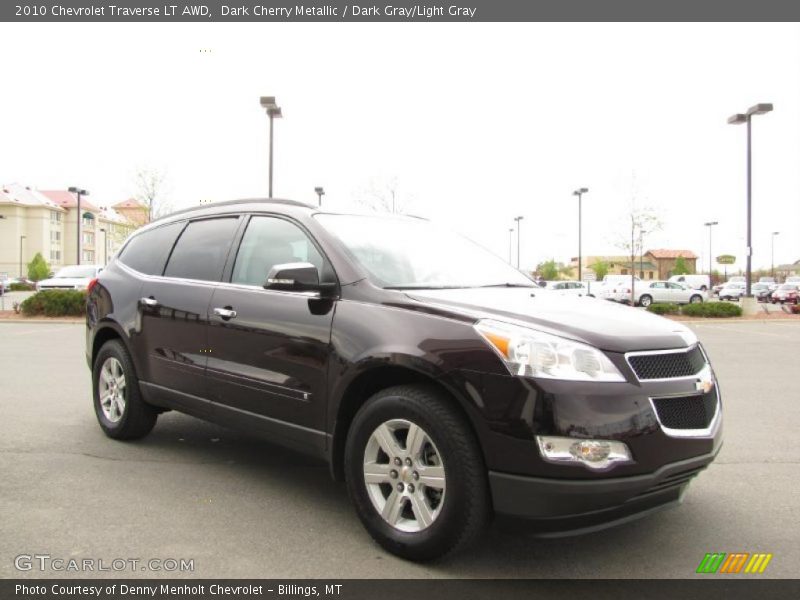 Dark Cherry Metallic / Dark Gray/Light Gray 2010 Chevrolet Traverse LT AWD
