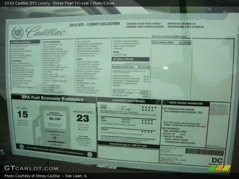 Ocean Pearl Tri-coat / Shale/Cocoa 2010 Cadillac DTS Luxury