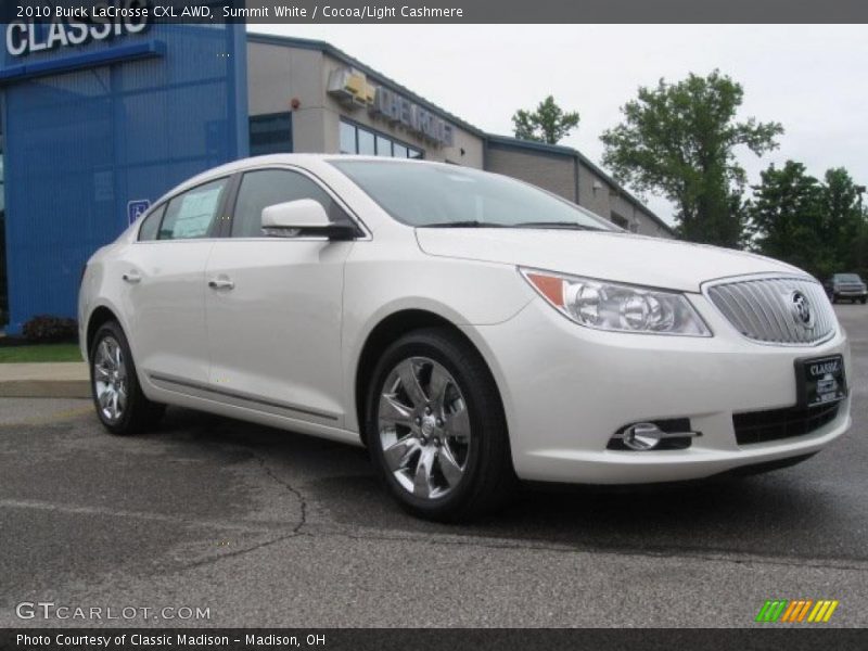 Summit White / Cocoa/Light Cashmere 2010 Buick LaCrosse CXL AWD