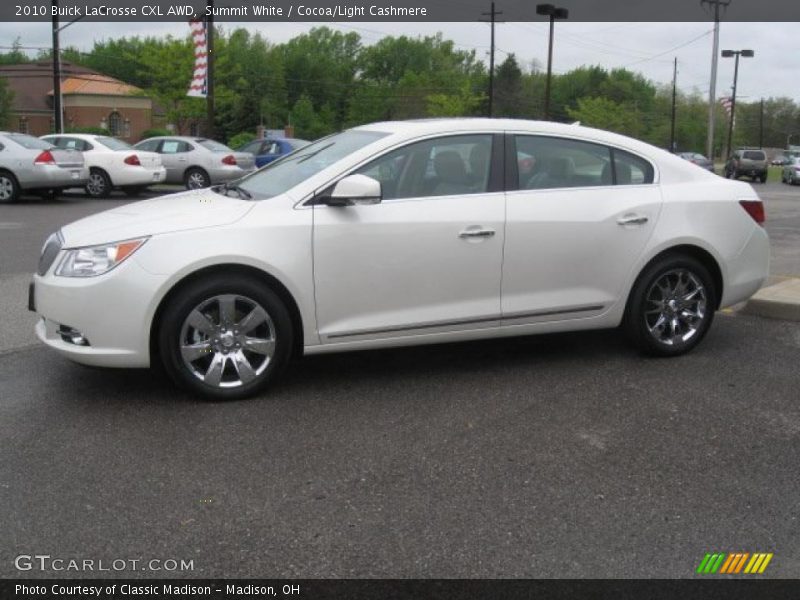 Summit White / Cocoa/Light Cashmere 2010 Buick LaCrosse CXL AWD