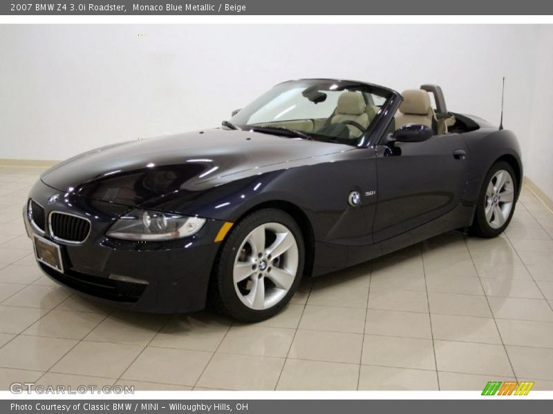 Monaco Blue Metallic / Beige 2007 BMW Z4 3.0i Roadster
