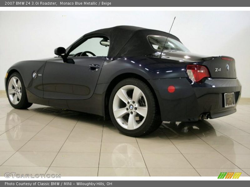 Monaco Blue Metallic / Beige 2007 BMW Z4 3.0i Roadster