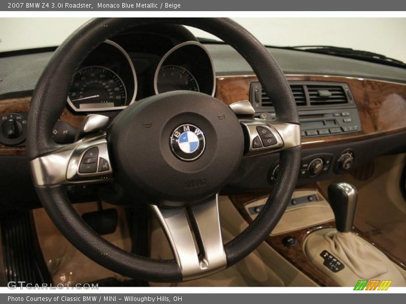 Monaco Blue Metallic / Beige 2007 BMW Z4 3.0i Roadster