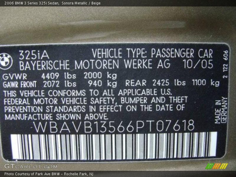 Sonora Metallic / Beige 2006 BMW 3 Series 325i Sedan