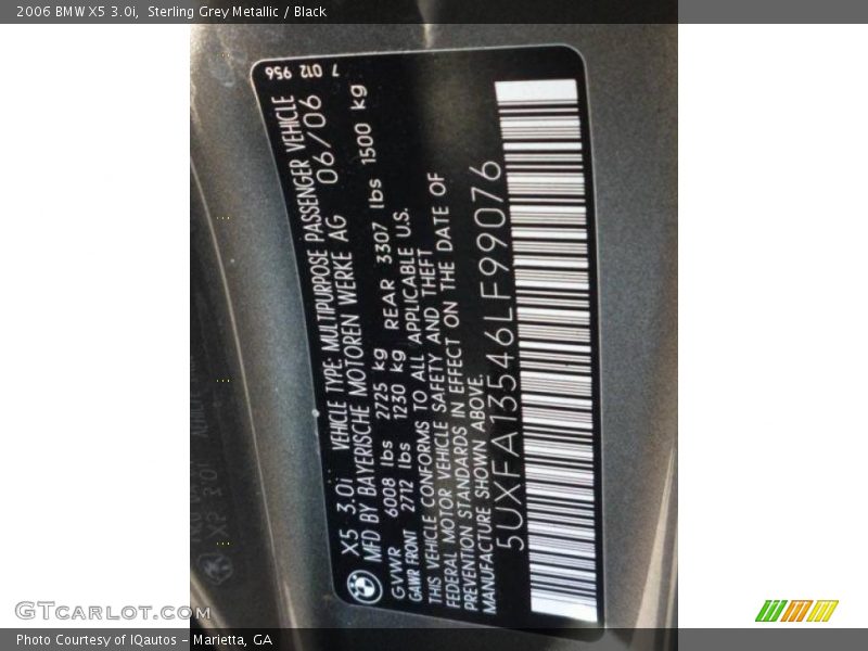 Sterling Grey Metallic / Black 2006 BMW X5 3.0i