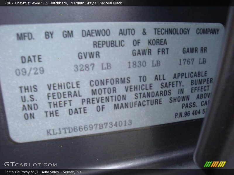 Medium Gray / Charcoal Black 2007 Chevrolet Aveo 5 LS Hatchback