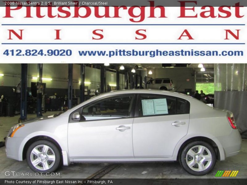 Brilliant Silver / Charcoal/Steel 2008 Nissan Sentra 2.0 S