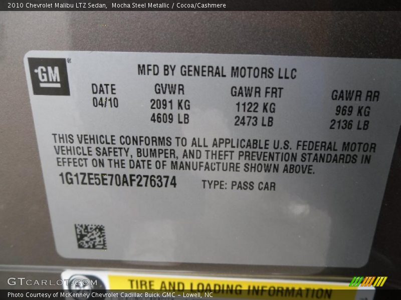Mocha Steel Metallic / Cocoa/Cashmere 2010 Chevrolet Malibu LTZ Sedan