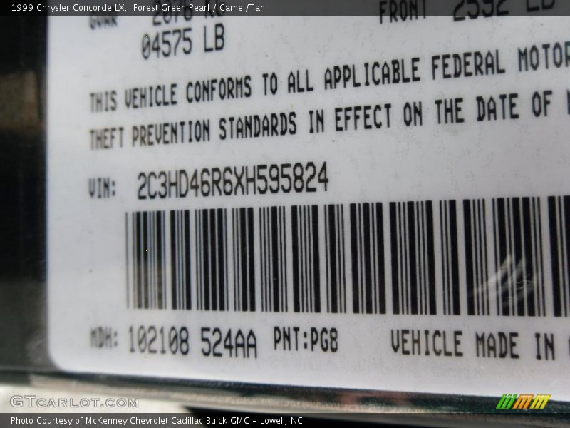 Forest Green Pearl / Camel/Tan 1999 Chrysler Concorde LX