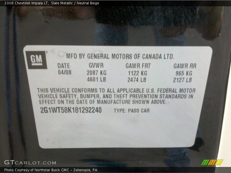 Slate Metallic / Neutral Beige 2008 Chevrolet Impala LT