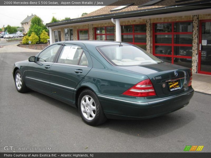 Aspen Green Metallic / Java 2000 Mercedes-Benz S 500 Sedan