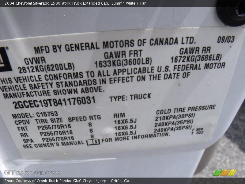 Summit White / Tan 2004 Chevrolet Silverado 1500 Work Truck Extended Cab