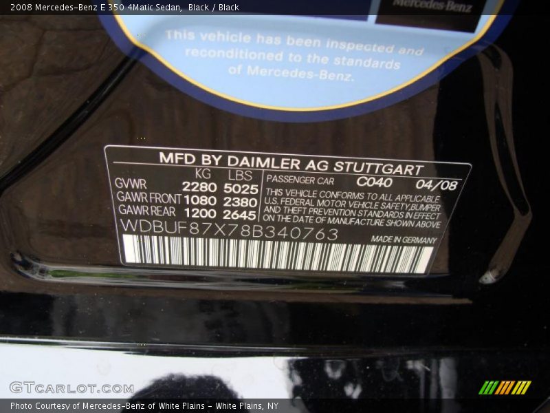 Black / Black 2008 Mercedes-Benz E 350 4Matic Sedan