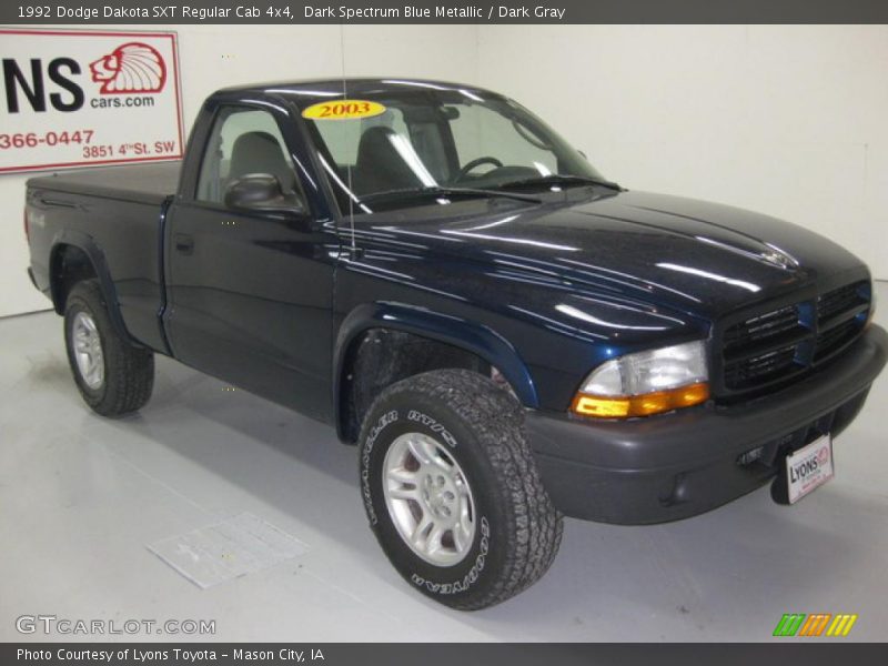 Dark Spectrum Blue Metallic / Dark Gray 1992 Dodge Dakota SXT Regular Cab 4x4