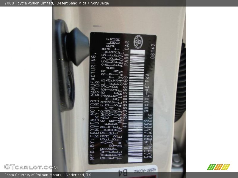 Desert Sand Mica / Ivory Beige 2008 Toyota Avalon Limited