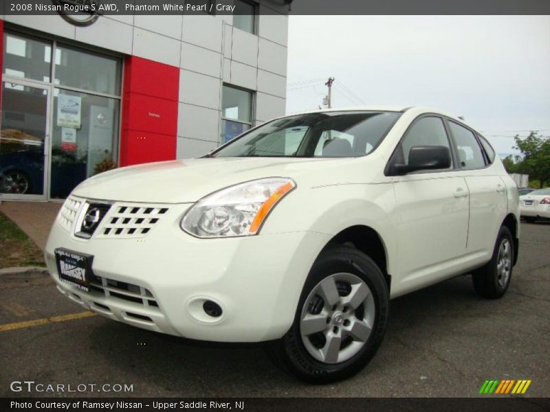 Phantom White Pearl / Gray 2008 Nissan Rogue S AWD