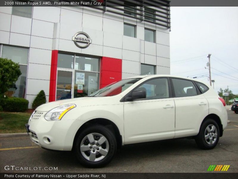 Phantom White Pearl / Gray 2008 Nissan Rogue S AWD