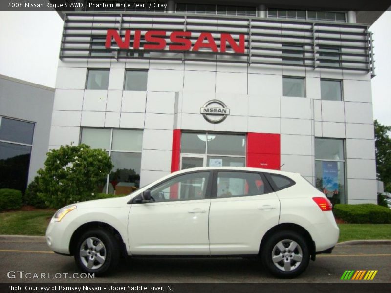 Phantom White Pearl / Gray 2008 Nissan Rogue S AWD