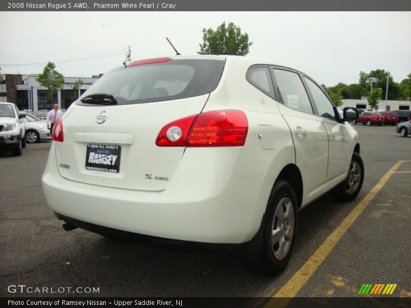 Phantom White Pearl / Gray 2008 Nissan Rogue S AWD