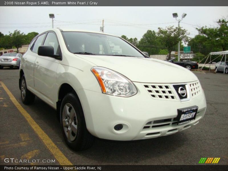 Phantom White Pearl / Gray 2008 Nissan Rogue S AWD