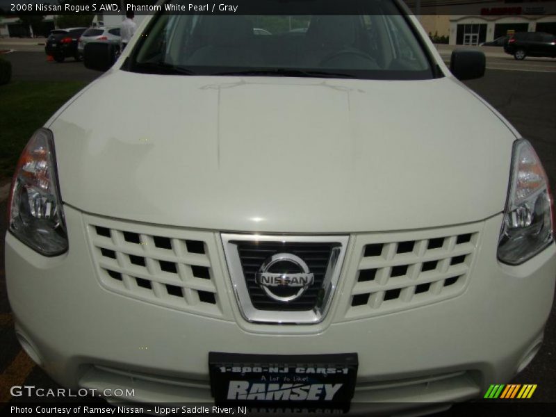 Phantom White Pearl / Gray 2008 Nissan Rogue S AWD