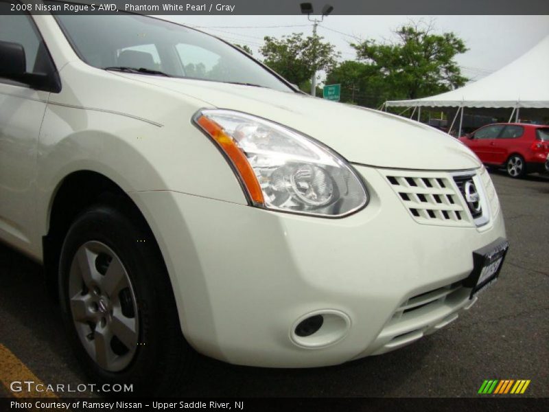 Phantom White Pearl / Gray 2008 Nissan Rogue S AWD