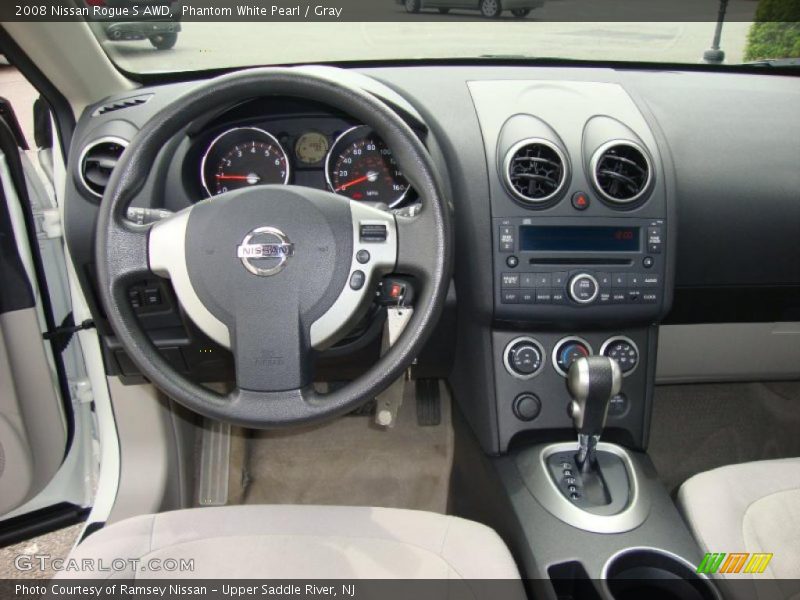Phantom White Pearl / Gray 2008 Nissan Rogue S AWD