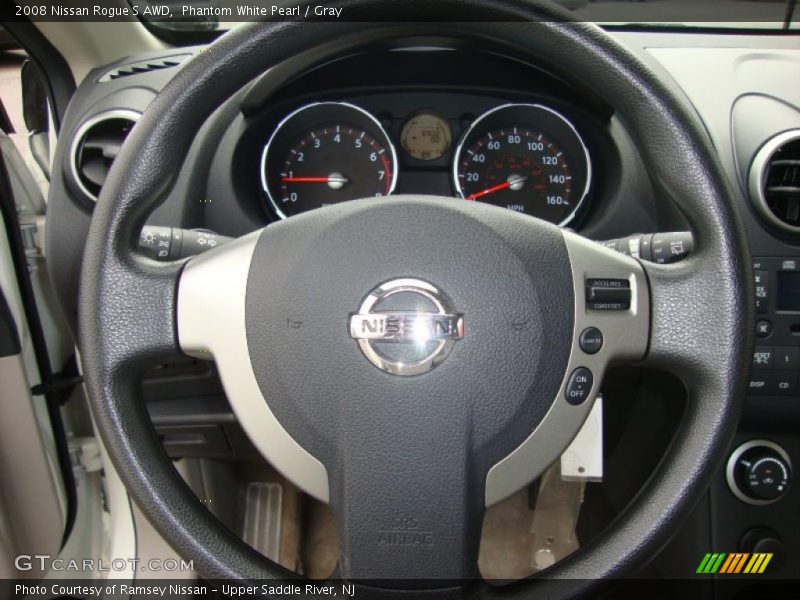 Phantom White Pearl / Gray 2008 Nissan Rogue S AWD