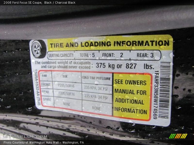 Black / Charcoal Black 2008 Ford Focus SE Coupe