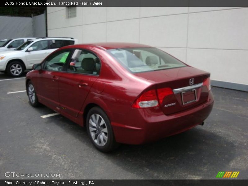 Tango Red Pearl / Beige 2009 Honda Civic EX Sedan