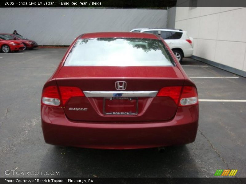 Tango Red Pearl / Beige 2009 Honda Civic EX Sedan