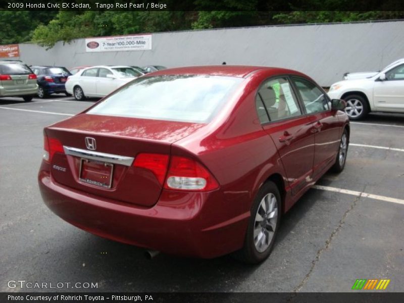 Tango Red Pearl / Beige 2009 Honda Civic EX Sedan