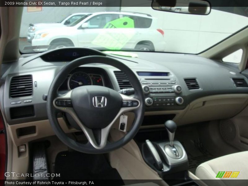Tango Red Pearl / Beige 2009 Honda Civic EX Sedan