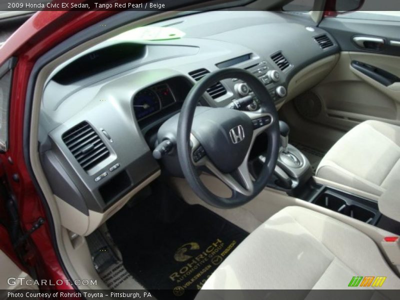 Tango Red Pearl / Beige 2009 Honda Civic EX Sedan