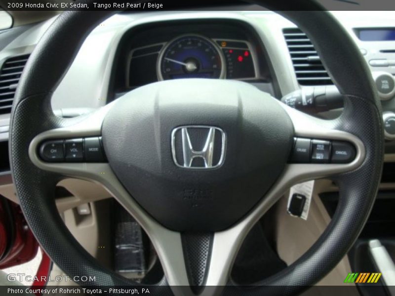 Tango Red Pearl / Beige 2009 Honda Civic EX Sedan