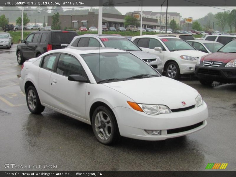 White / Gray 2003 Saturn ION 3 Quad Coupe