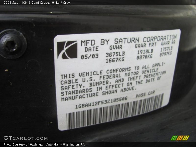White / Gray 2003 Saturn ION 3 Quad Coupe