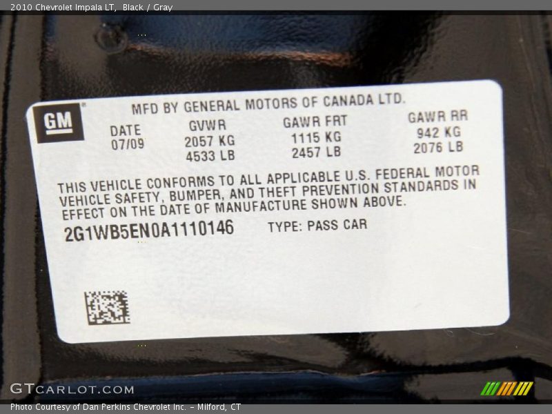 Black / Gray 2010 Chevrolet Impala LT