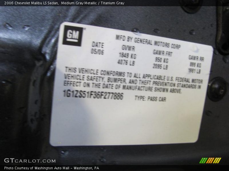Medium Gray Metallic / Titanium Gray 2006 Chevrolet Malibu LS Sedan