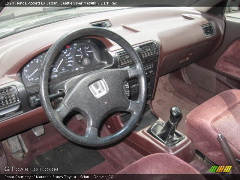 Seattle Silver Metallic / Dark Red 1990 Honda Accord EX Sedan
