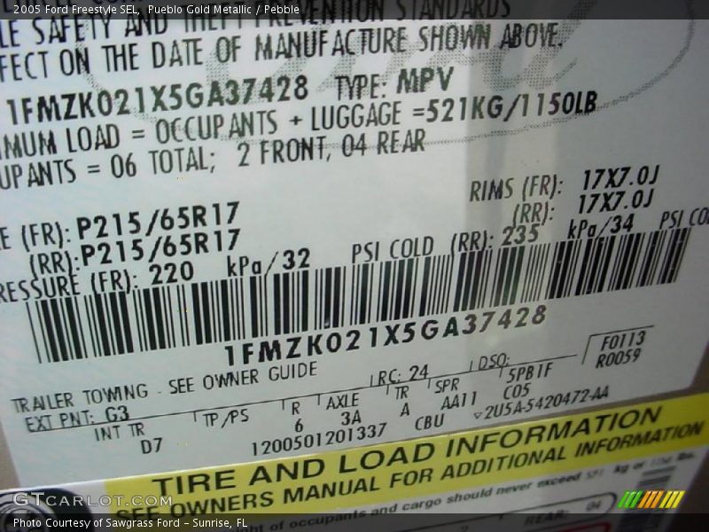 Pueblo Gold Metallic / Pebble 2005 Ford Freestyle SEL