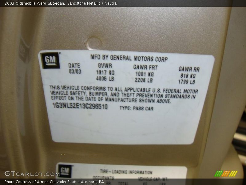 Sandstone Metallic / Neutral 2003 Oldsmobile Alero GL Sedan
