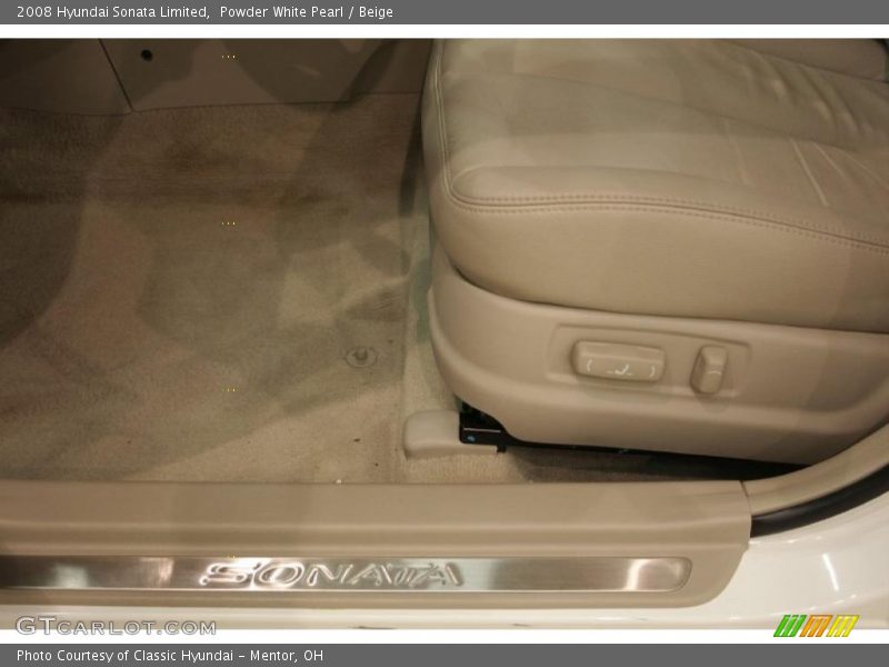 Powder White Pearl / Beige 2008 Hyundai Sonata Limited