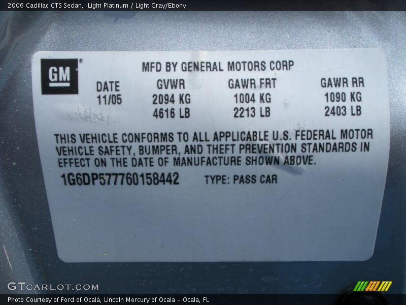Light Platinum / Light Gray/Ebony 2006 Cadillac CTS Sedan
