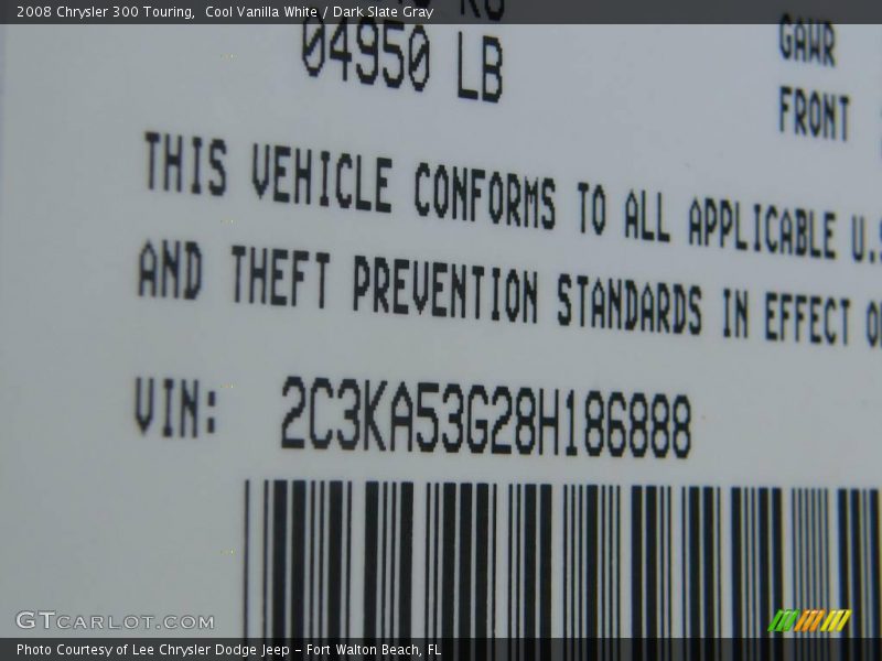 Cool Vanilla White / Dark Slate Gray 2008 Chrysler 300 Touring