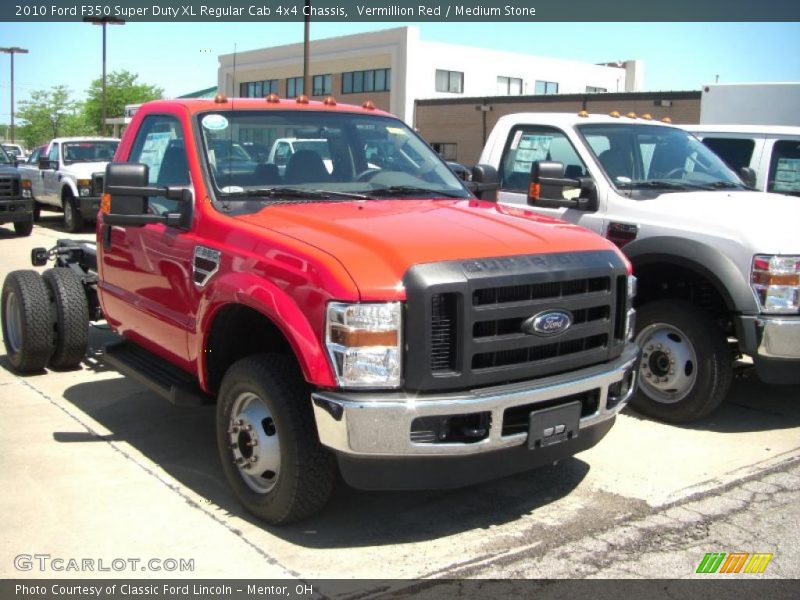 Vermillion Red / Medium Stone 2010 Ford F350 Super Duty XL Regular Cab 4x4 Chassis